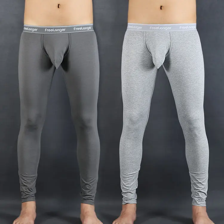 Man Breathable Long Underwear with Super Big Penis Pouch Cotton Ultra-Low Boxers Bulge Dick U-Convex Brief Thermal Sexy Lingerie