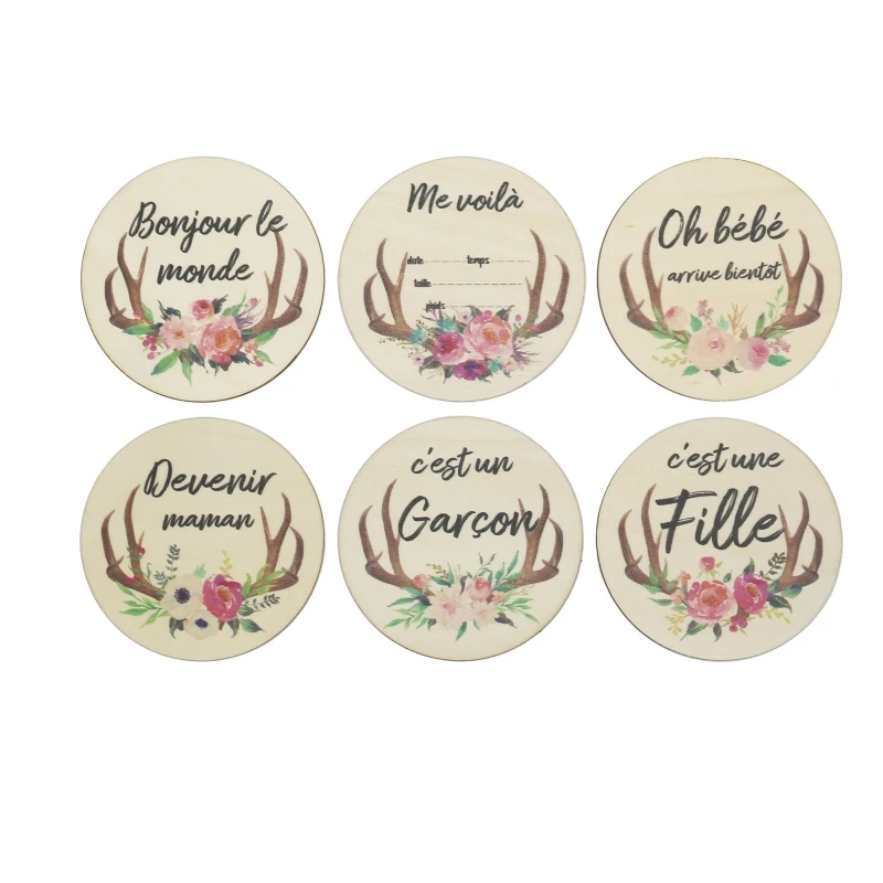 6 шт. детские карточки ручной работы с мультяшными рогами оленя деревянные