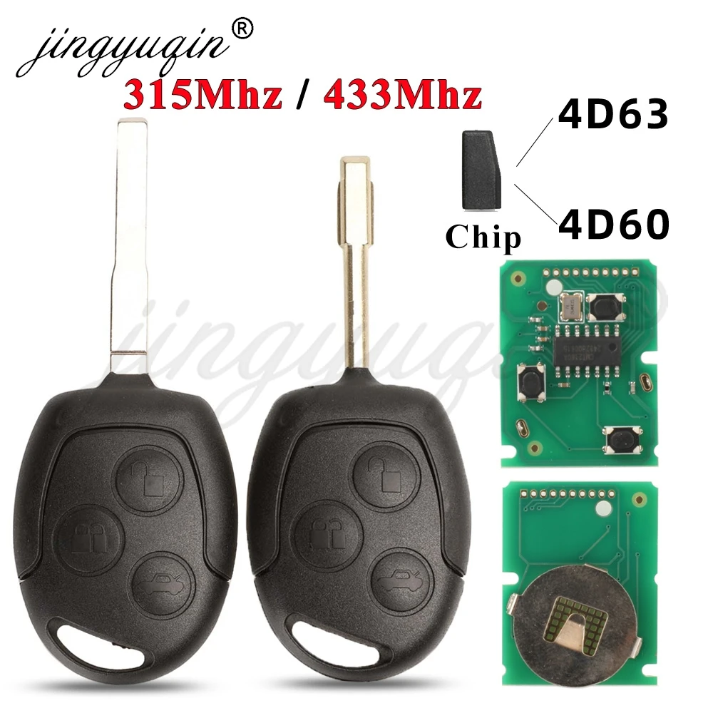 

Автомобильный Смарт-ключ Jingyuqin 433 МГц 4D60 4D63 Для Ford Focus Mondeo Transit Fiesta B/C/S-Max Galaxy - Дистанционный Кл...