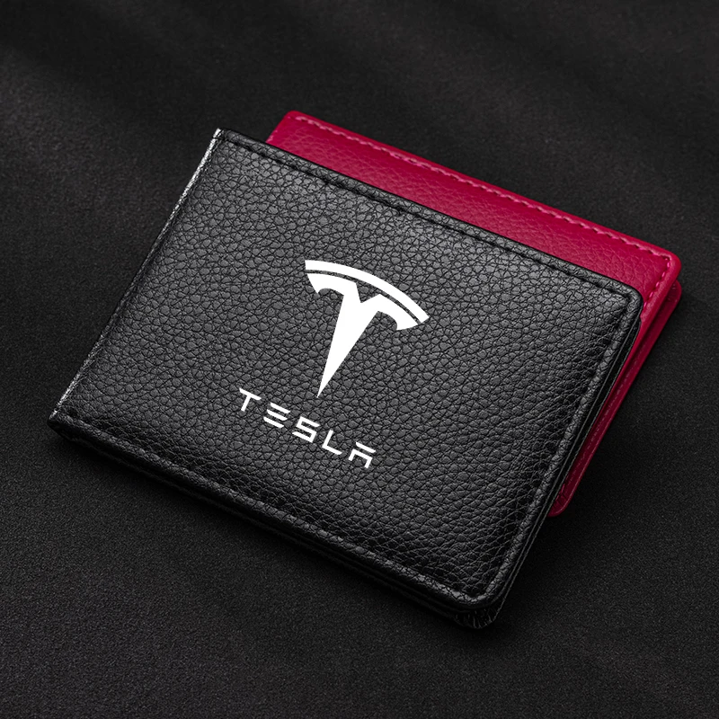 

Автомобильный кожаный кошелек с отделением для карт для tesla model 3, модель X, модель s, модель Y, автомобильные аксессуары