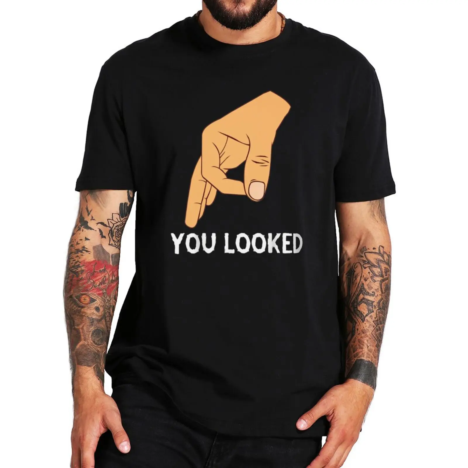 

You Looked Haha Circle Finger Hand Game T Shirt Funny Meme Classic Tshirts For Unisex 100% Cotton Oversize Camiseta
