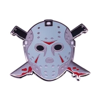 horror movie 13 mask jewelry gift pin bag lapel fashionable creative cartoon brooch lovely enamel badge clothing accessories