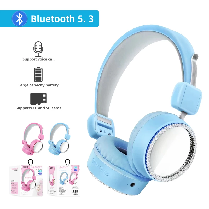 

Bluetooth Беспроводные наушники с микрофоном креативная зеркальная детская музыкальная стереогарнитура для шлема с TF/SD картой для наушников в подарок