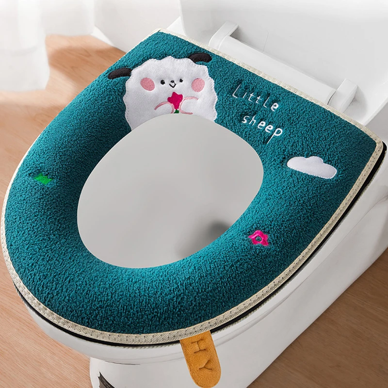 

New Toilet Seat Cover Mat Zip Fastener Bathroom Toilet Pad Cushion with Handle Thicker Soft Toilet Cushion Bathroom Aceesories