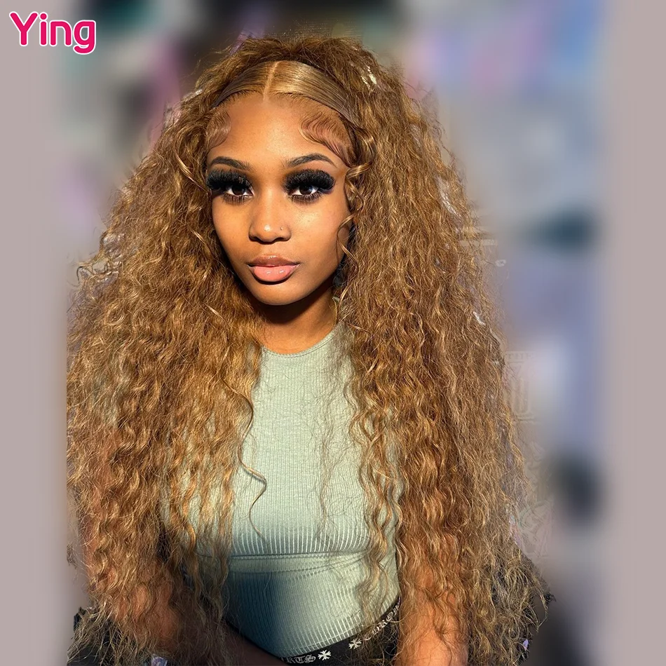 

Ying Honey Blonde 12A Water Wave 13x6 Lace Frontal Wig PrePlucked With Baby Hair 13x4 Lace Front Wig 5x5 Transparent Lace Wig