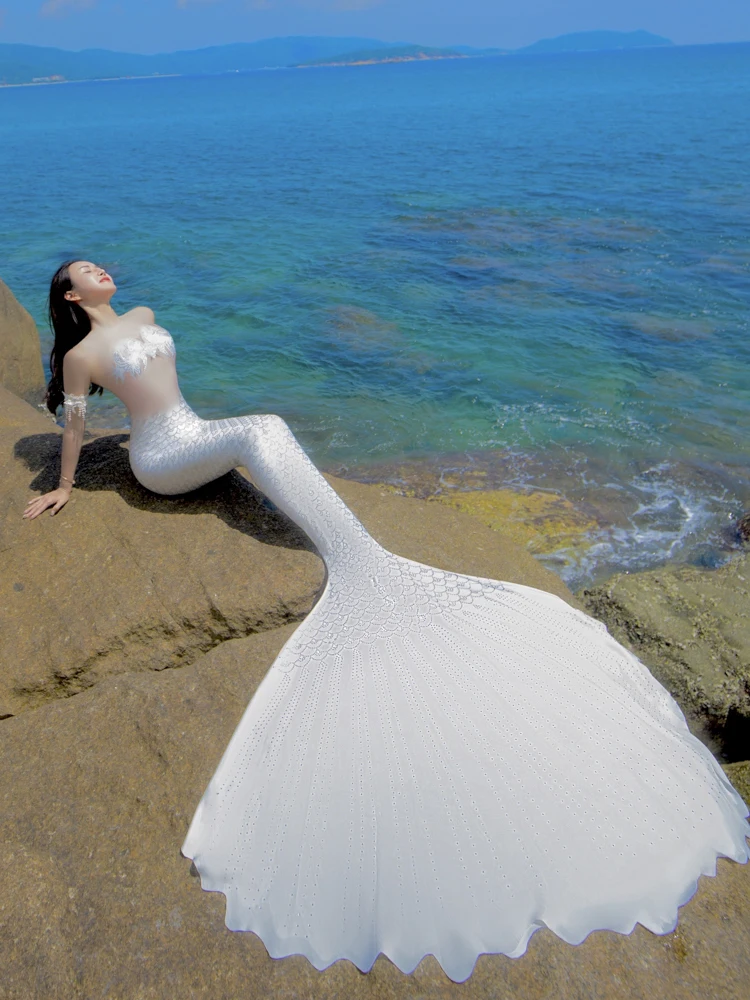 Реалистичный стильный костюм для дайвинга русалка с бриллиантами и большим