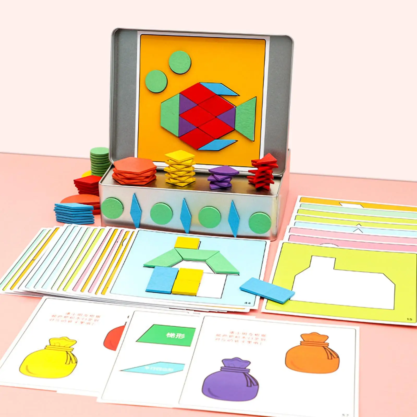 

Wooden Tangram Puzzle Early Education Toys Magnetic Pattern Block Geometric Manipulative Toys IQ Educational Toy for Preschool