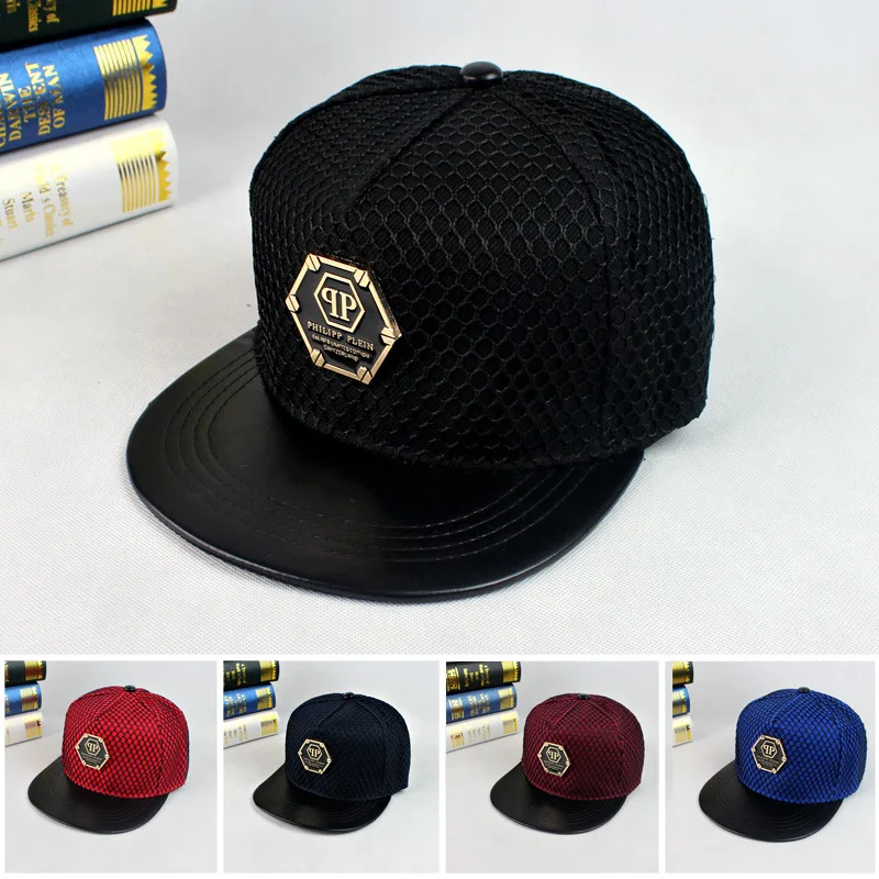 

New Fashion Pleins Letters Metal Outdoor Grid Baseball Philipp Cap Spring Summer Qp Adjustable Hat for Men Women Caps Hats