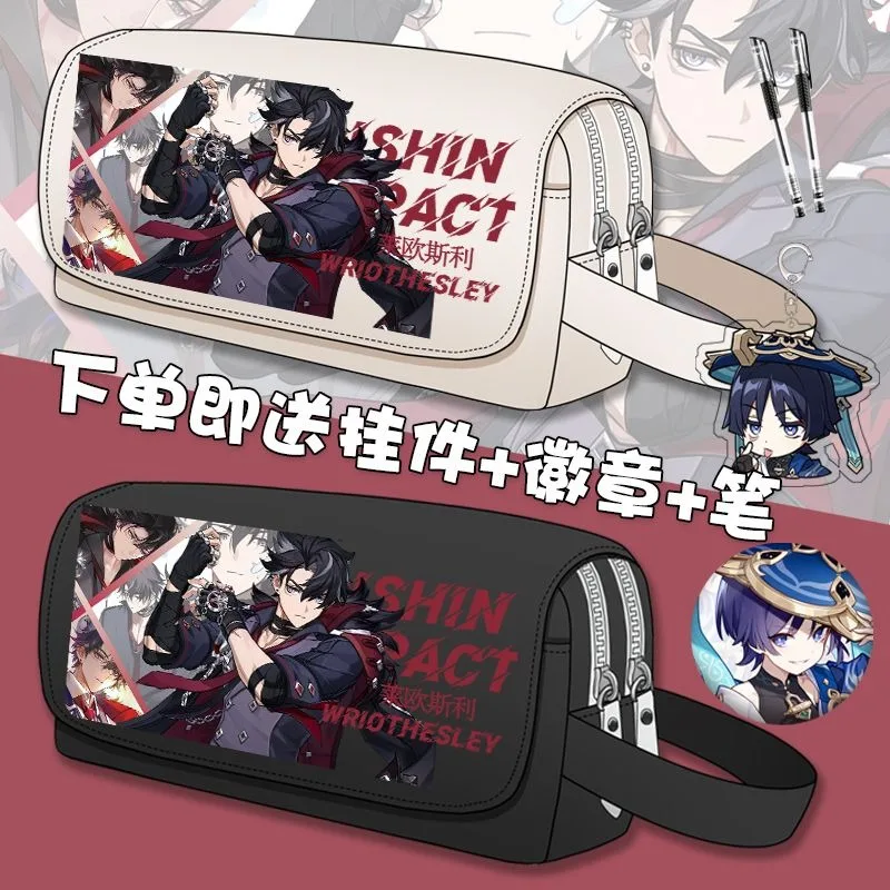 Игра Genshin Impact Косплей Arlecchino Freminet Kirara Furina Wriothesley Холст Флип-ручка Сумка Пенал
