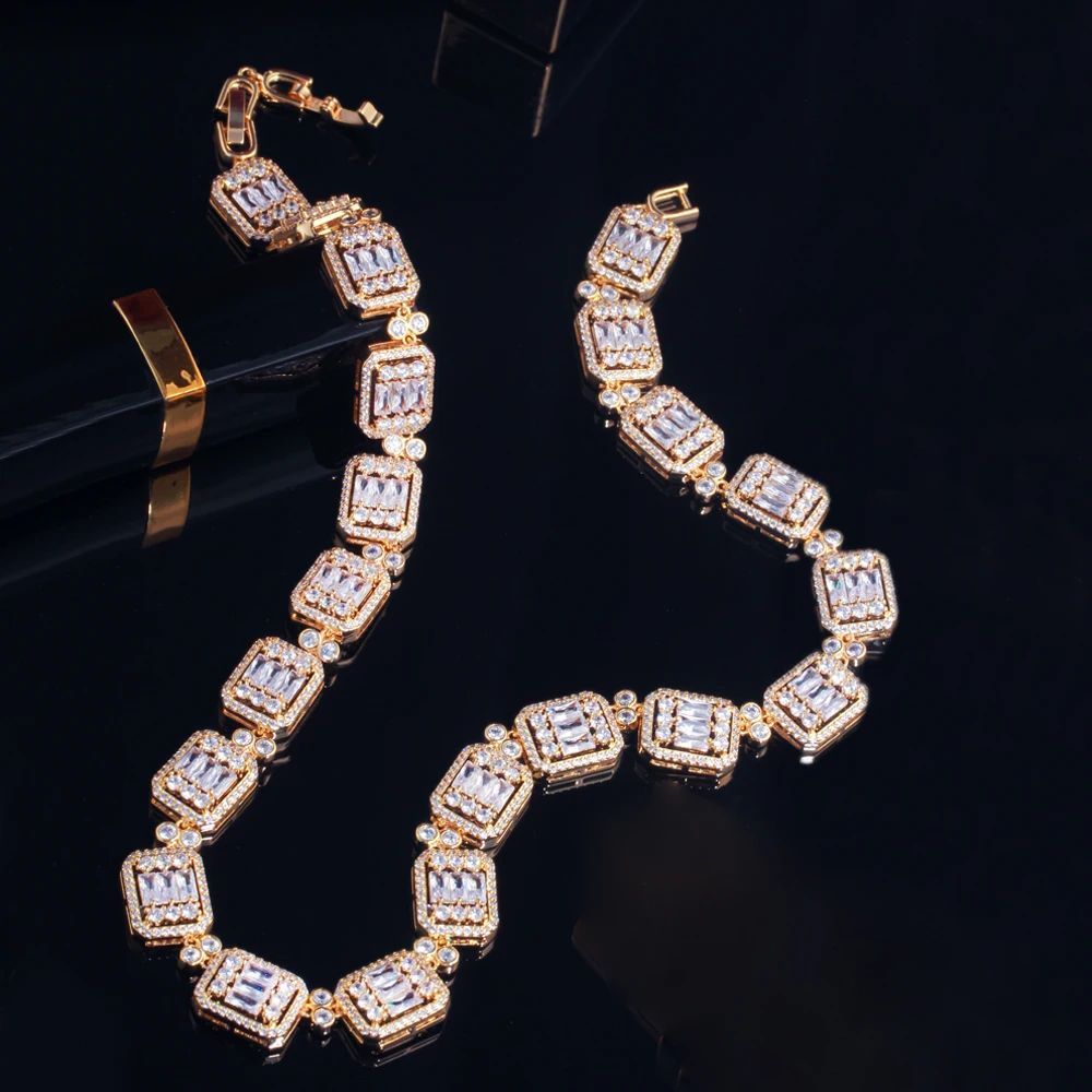 

ThreeGraces Trendy White Cubic Zirconia Stone Luxury Bridal Wedding Link Chain Necklace for Women Fashion Party Jewelry PN176