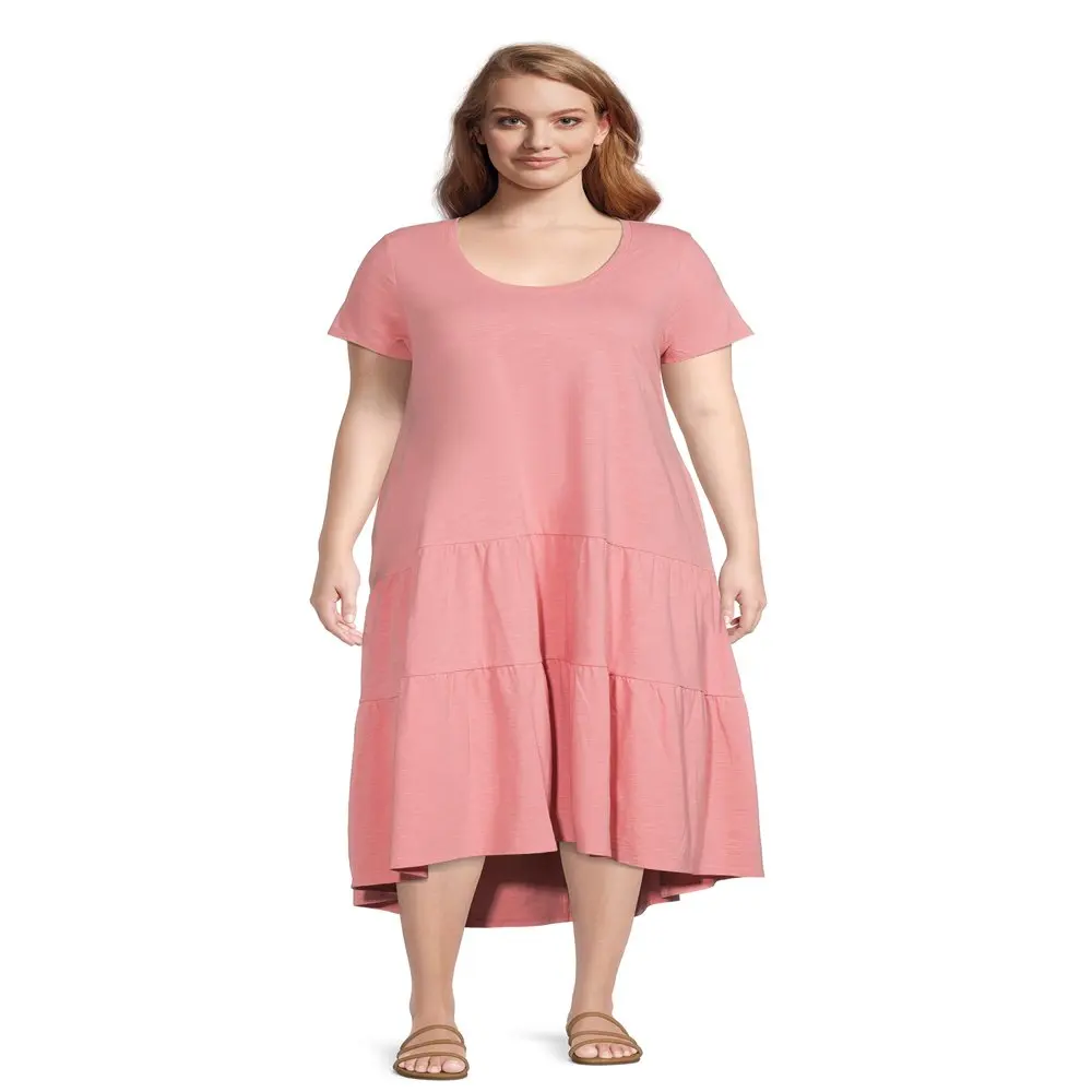 

HMCN Women`s Plus Size Tiered Knit Maxi Dress