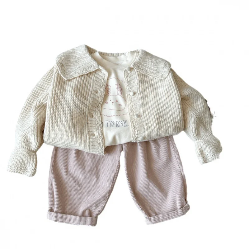 Осенняя одежда детская из Южной Кореи новый вязаный кардиган в западном стиле