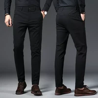 mens bamboo fiber regular casual pants spring new business straight stretch trousers male japanese fashion high quality