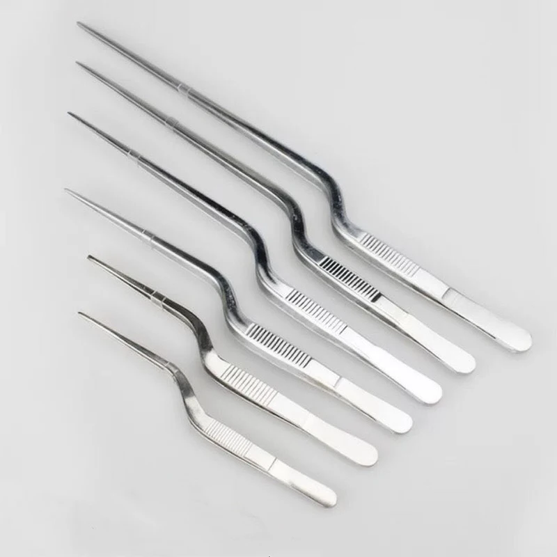 

5pcs Stainless Steel Spear Shaped Curved Tweezer 14/16/20/23/26/30cm Thicken medical Surgical Tweezer for Laboratory