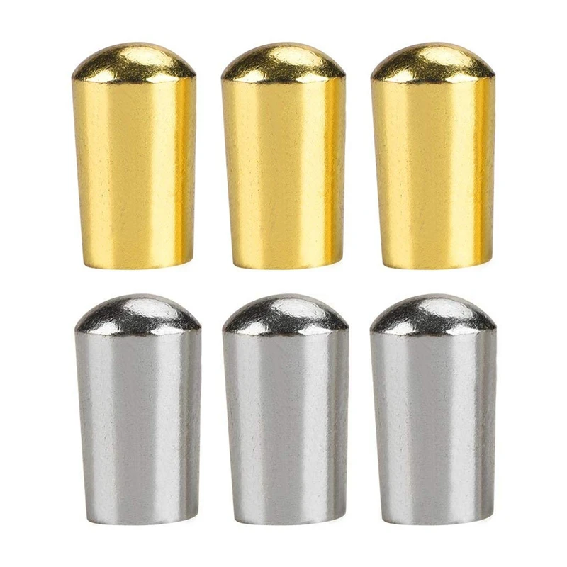 

6 Pcs Guitar Switch Tip, 3 Way Toggle Switch Knob Tip Cap Copper For Lp Epi Electric Guitar,3 Pcs Gold & 3 Pcs Silver