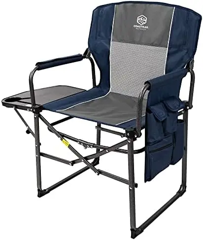 

Directors Chair Foldable 30" Bar Height,Padded Comfort Big Camping Chair with Side Table & Storage Bag Footrest for Camp