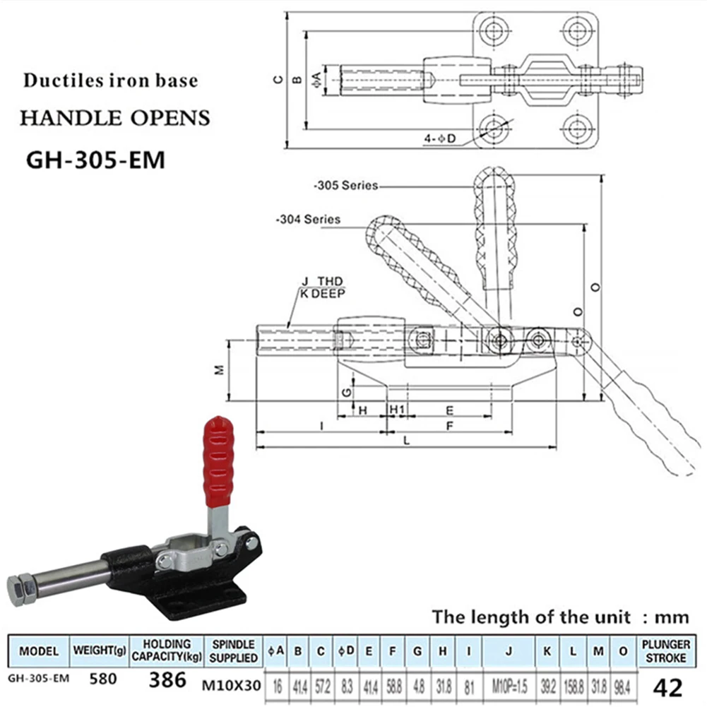 

1Pcs Anti-Slip Push Pull Type Toggle Clamp 227kg-680kg Galvanized Quick Release Fixed Clamping 304C 305C 304E 305E