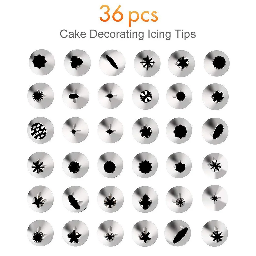 

52 Pieces Cake Turntable Set Stainless Steel Thickened Pastry Tube Baking Tools Stand Bakeware for Chocolate Pancake