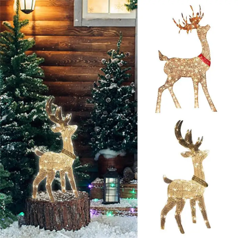 

Акриловый олень лося, Рождественское украшение для сада со светодиодсветильник кой, светящийся Блестящий искусственный Декор для дома и улицы