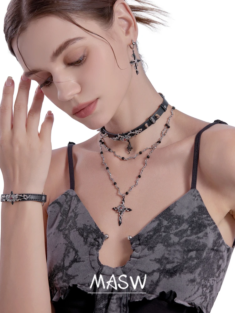 MASW Original Design Cool Style Hiphop Metallic Thistles Snake Pendant Necklace For Women Female Gift Modern Jewelry New