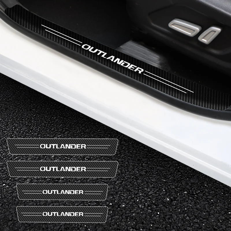 

4X.Car Door Stickers Car Threshold Door Entry Pedal Guards For Mitsubishi Outlander Auto Scuff Plate Carbon Fiber Sill Protector