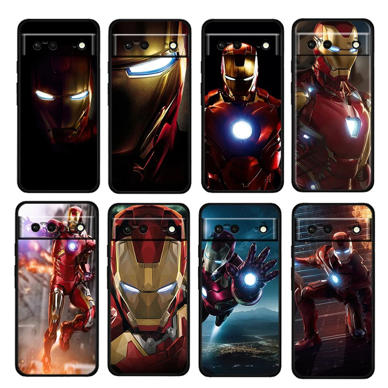 

Marvel Iron Man Hot Shockproof Cover For Google Pixel 7 6 6A 5 4 5A 4A XL Pro 5G 4G TPU Soft Silicone Black Phone Case Coque