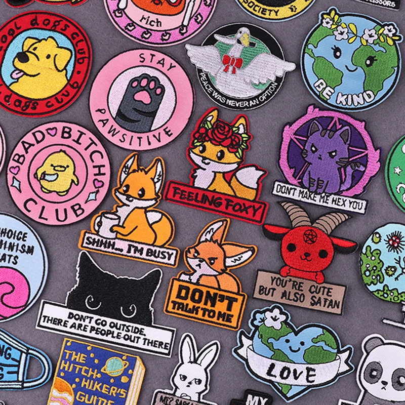 Нашивки с мультяшными животными и надписью вышитые нашивки для одежды наклейка