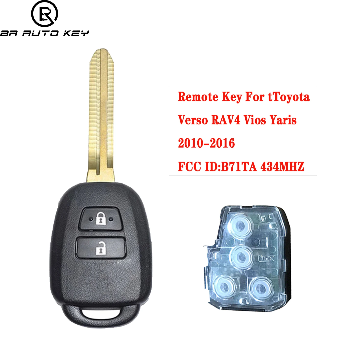 

Фонарь 89070-52D70 с 2 кнопками для Toyota Yaris Verso RAV4 Vios 2008-2015 433 МГц с G H чипом опционально FCC ID B71TA