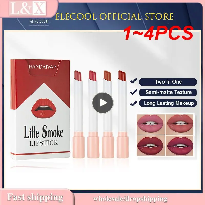 

1~4PCS Creative Cigarette Lipstick Set 4 Colors Matte Long Lasting Waterproof Matt Lip Stick Tube Red Lips Makeup