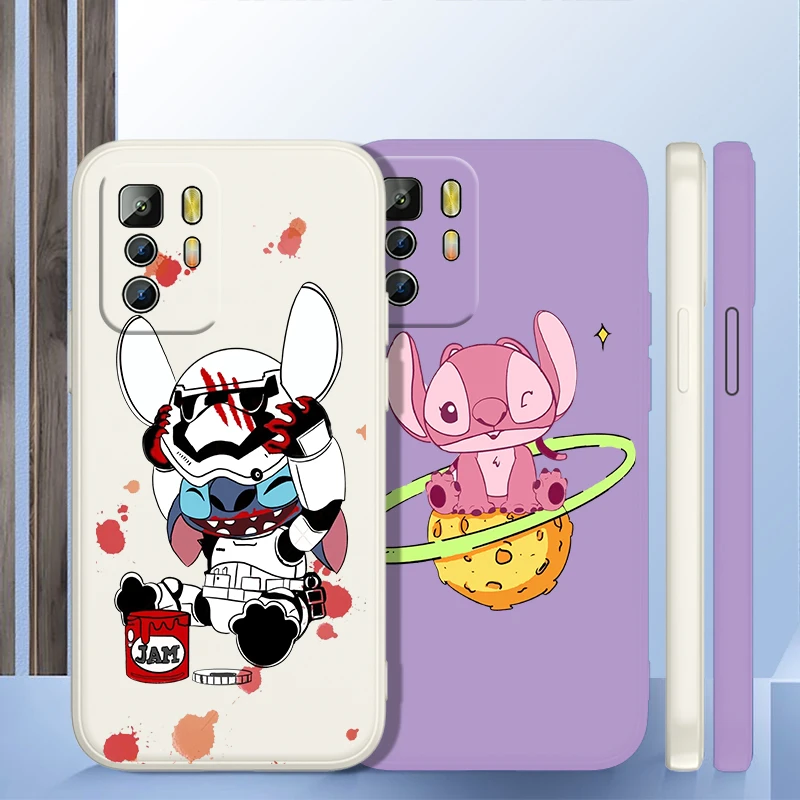 

Cartoon Lilo & Stitch Phone Case For Xiaomi Redmi Note 11T 11 11S 10T 10 9T 9S 9 8T 8 7 6 5 Pro Liquid Rope Funda Cover Soft TPU