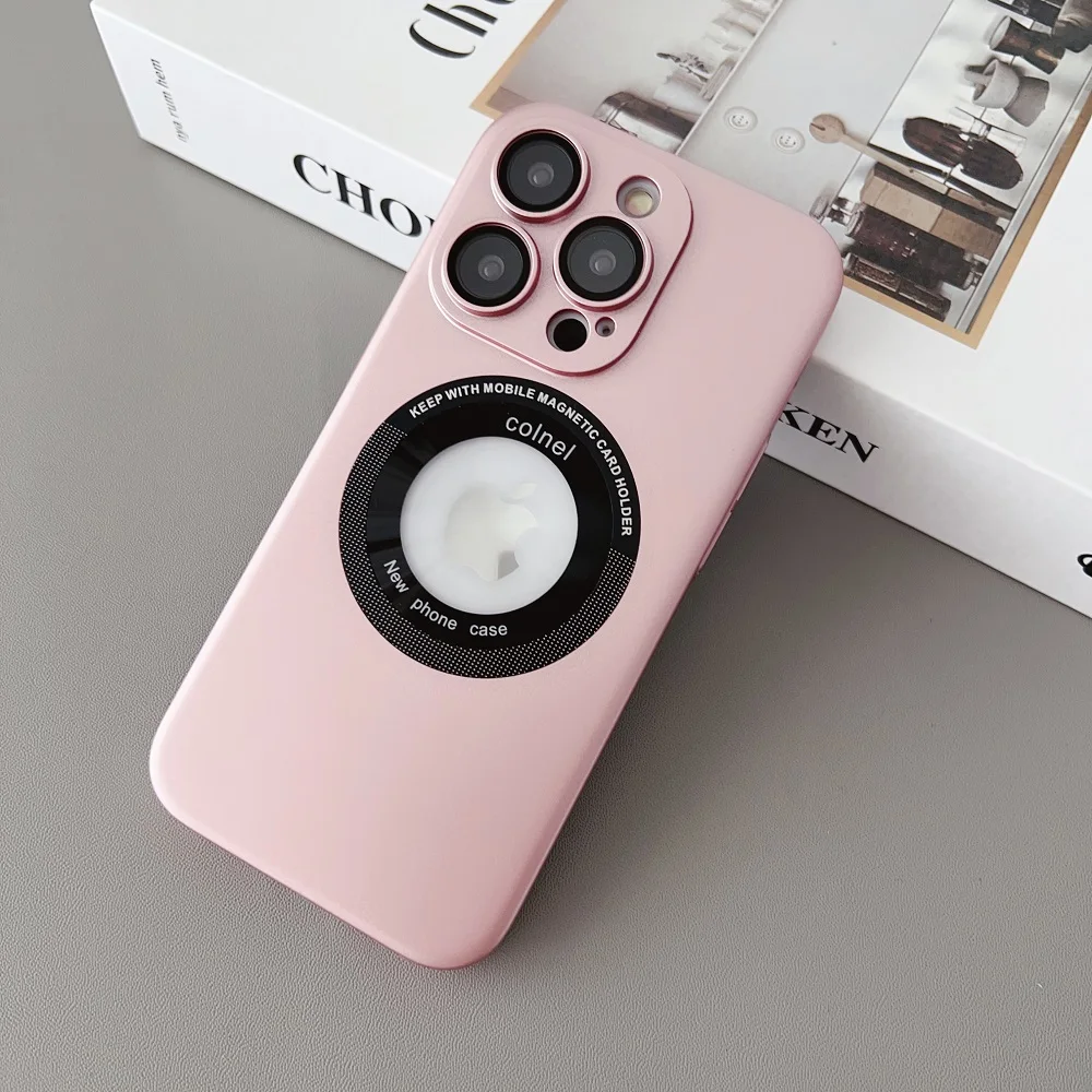 

Модный матовый чехол с отверстием для логотипа Magsafe для iPhone 14 11 13 12 Pro Max Plus, Мягкий противоударный защитный чехол для объектива