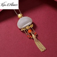 kissflower nk241 fine jewelry wholesale fashion woman girl bride mother birthday wedding gift vintage agate 24kt gold necklace