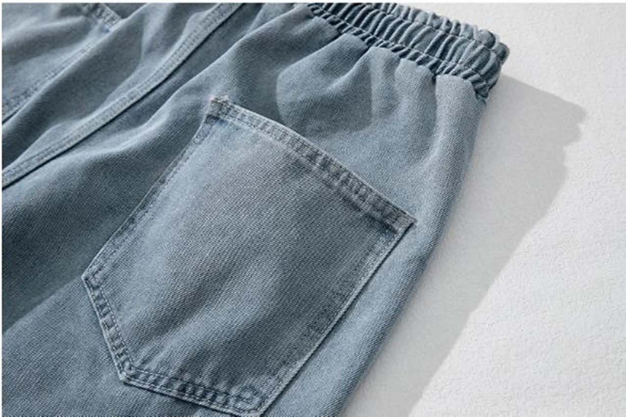 2023 Summer Men's Baggy Denim Shorts Men Oversized Hip Hop Blue Five-point Pants Summer Casual Stretch Loose Shorts