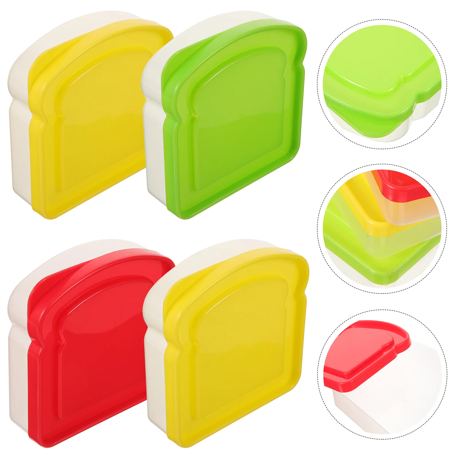 

4 Pcs Small Snack Containers Kids Sandwich Holder Large Food Tight Plastic Toddler Child