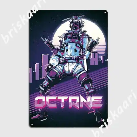 Металлический Ретро-плакат Apex Legends Octane 80s
