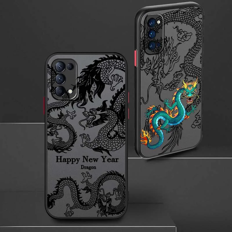 Фото Чехол для телефона Creative Art Dragon для OPPO Find X3 X5 Lite Pro A98 A94 A93 A78 A79 A76 A58 A57 5G, матовый полупрозрачный №2