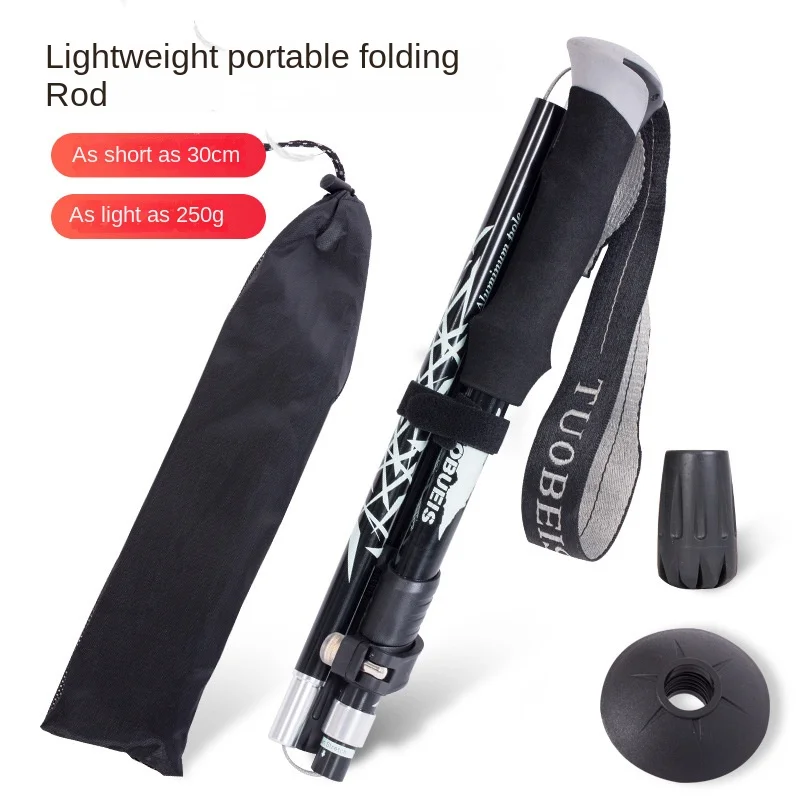 

5-Section Outdoor Fold Trekking Pole Camping Portable Walking Hiking Stick For Elderly Telescopic Club Easy Put Into Bag