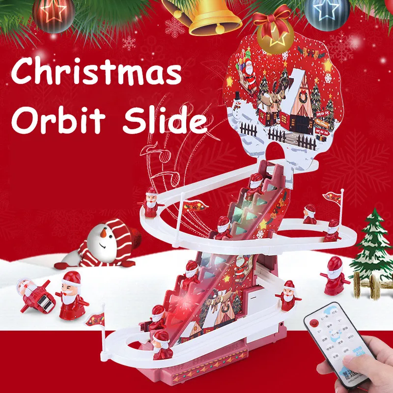 

Electric Climbing Ladder Santa Claus Christmas Santa Race Track Toys Educational Music Slides Toy for Christmas Decor