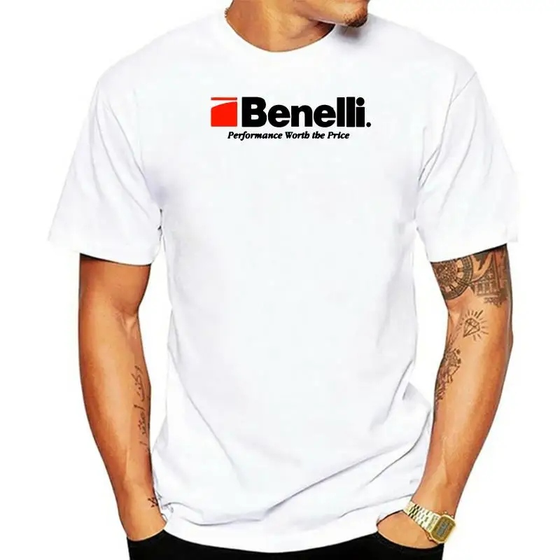 

Мужская белая футболка с логотипом Benelli