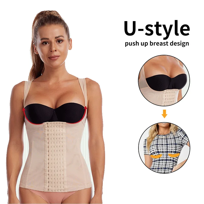 

Women Waist Trainer Push Up Vest Breathable Shapewear Tummy Belly Girdle Underbust Corset Body Shaper Slimming Tank Top Cincher