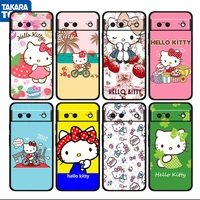 hello kitty cute cartoon shockproof cover for google pixel 7 6 pro 6a 5 5a 4 4a xl 5g black phone case shell soft fundas cover