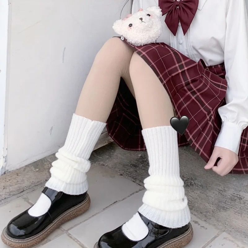 Lolita Sweet Leg Warmer Knitted Foot Cover Long Socks White Arm Warmer Ladies Autumn Winter Crochet Socks Cosplay Punk Y2k Socks