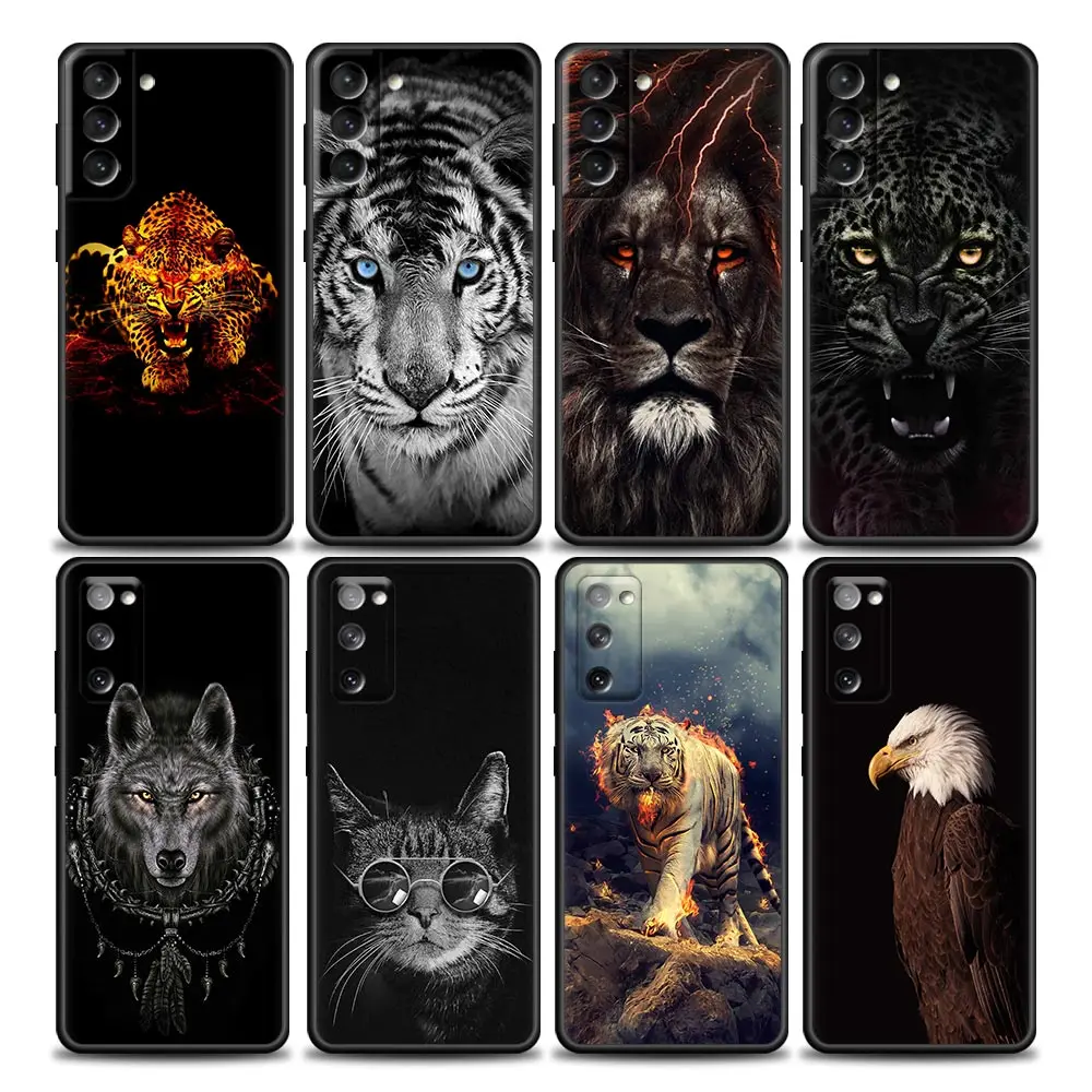

Animal Angry Lion S22Ultra Case For Samsung Galaxy S21 S20 FE S22 Ultra S10 S9 S8 5G Case Cover Wolf Eagle Tiger Jaguar Panther