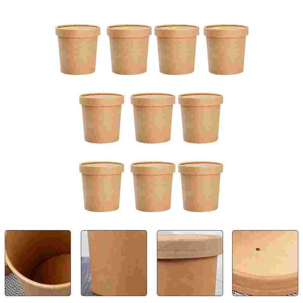 

Ice Cream Cupscontainers Prep Out Meal Paper Disposable Bowls Box Bento Treat Kraft Storage Boxes Take Lunch Carry Container