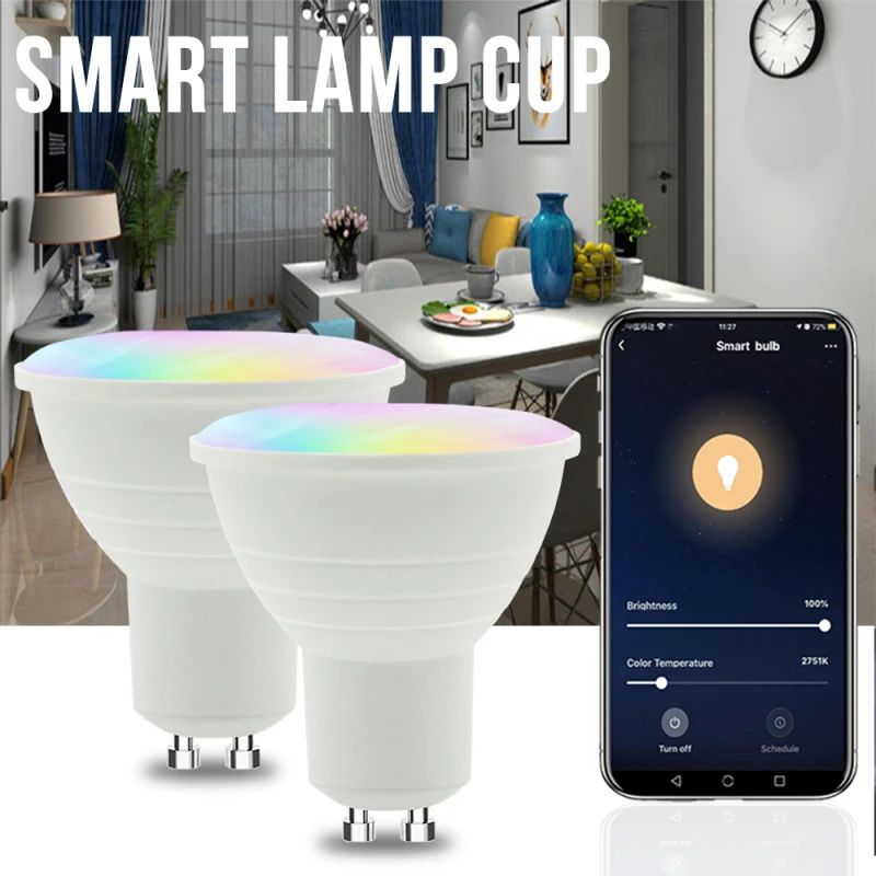 

Tuya WiFi Smart Blub GU10 Smart Color Light Bulbs RGB RGBW 5W Dimmable Led Lamp with APP, Voice Control for Google Home, Alexa