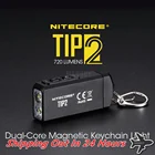 Nitecore TIP2 небольшой перезаряжаемый светильник для ключей, 720 LMs 2x CREE светодиодный светильник с аккумулятором, вес ладони, флэш-светильник, бесплатная доставка