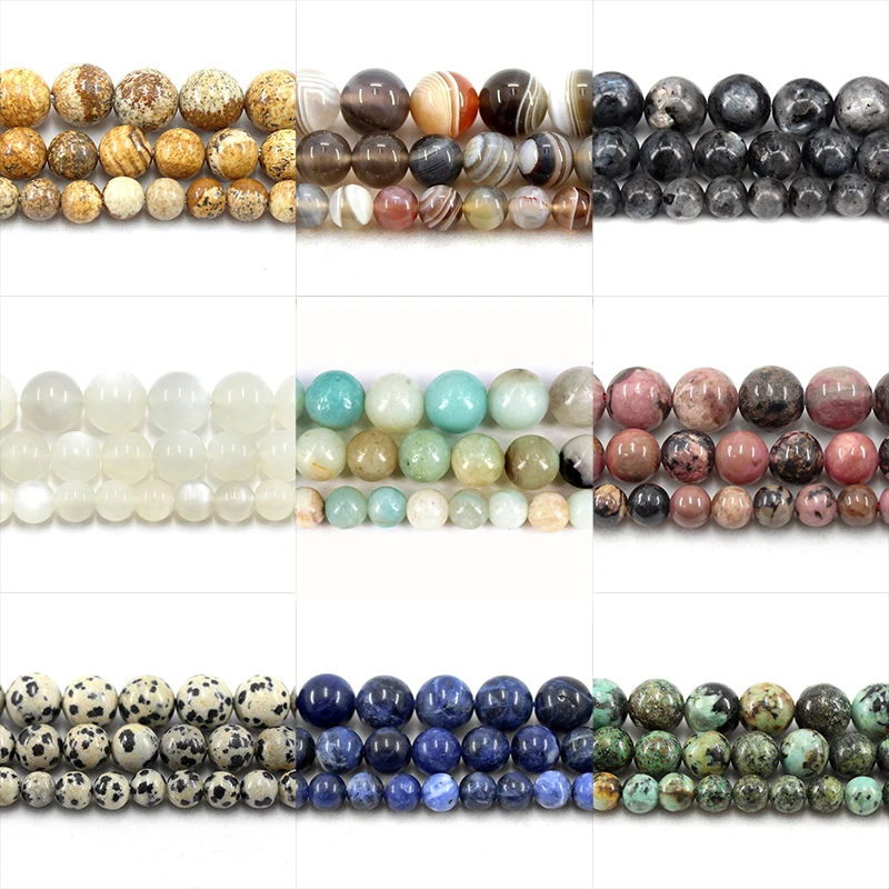 

Natural Stone Beads Lava Turquoise Tiger Eye Labradorite Quartz Jasper Opal 4/6/8/10MM 15Inch For Jewelry DIY Making Bracelets