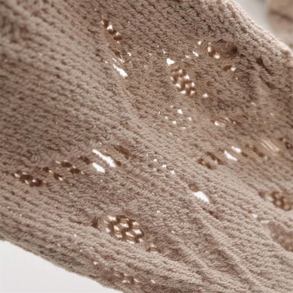 Женское трикотажное жаккардовое Сетчатое пальто с круглым вырезом