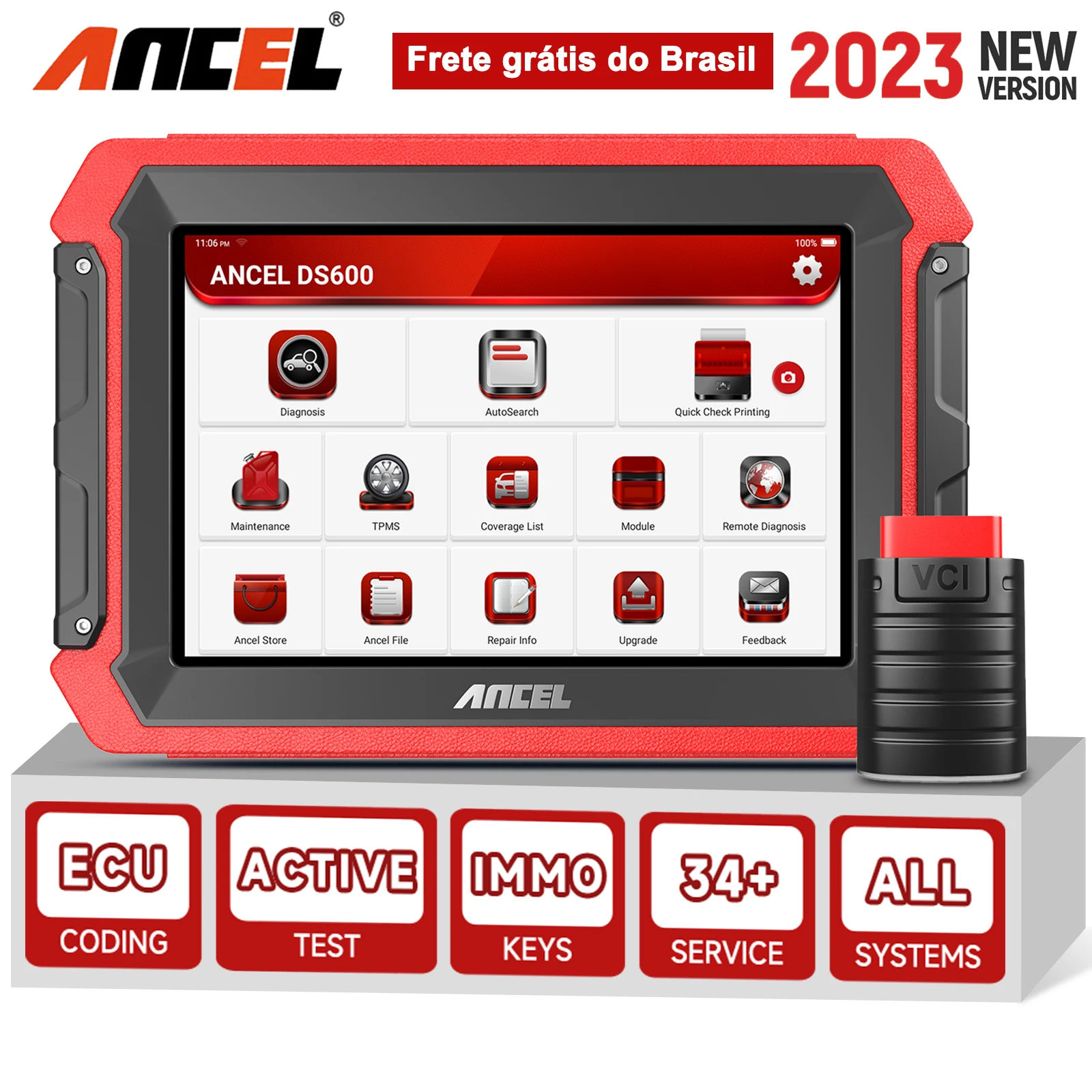 

ANCEL DS600 Auto OBD2 Scanner Professional Active Test ECU Coding Engine Airbag Oil Reset DPF TPMS OBD 2 Car Diagnostic Too