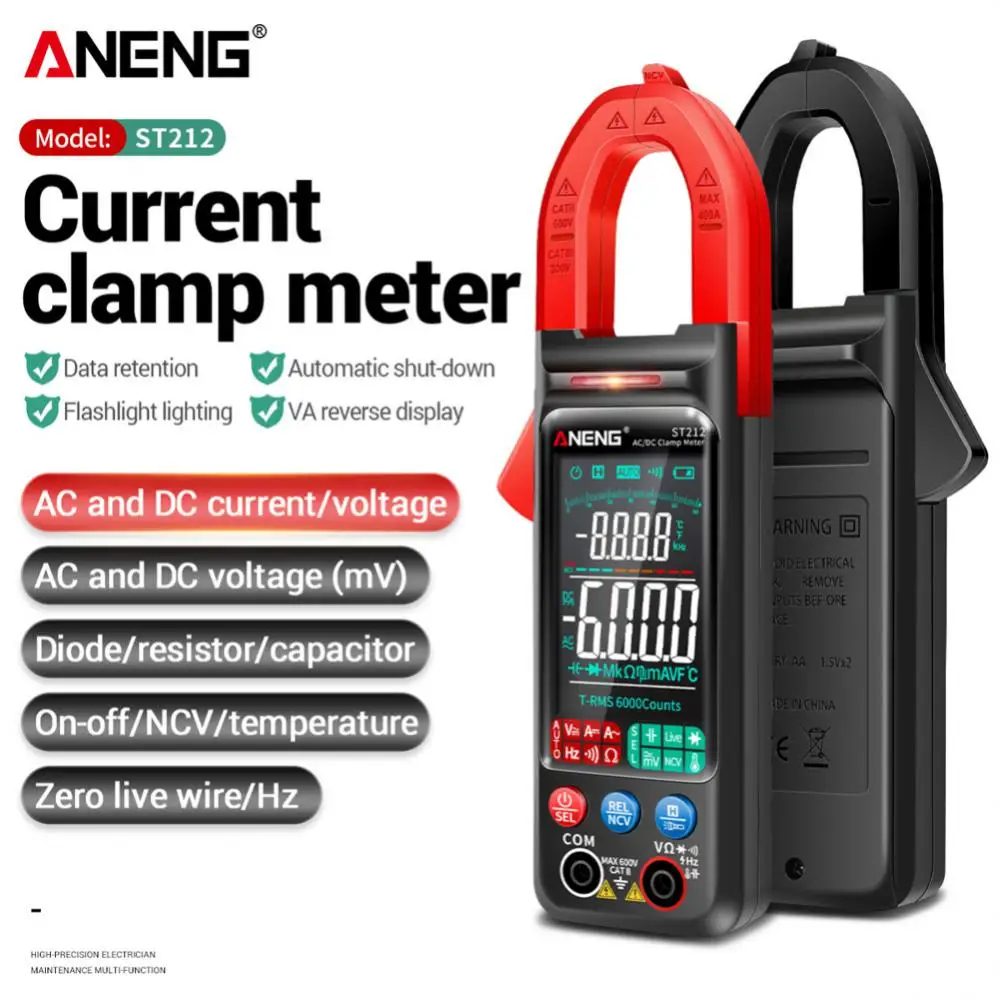 

ANENG ST212 DC/AC Current Digital Multimeter Clamp Meter 6000 Counts 400A Amp Multimeter Large Color Screen Voltage Tester